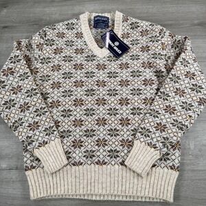 Vintage Robert Bruce Sweater Shetland Wool V neck Pullover USA NOS